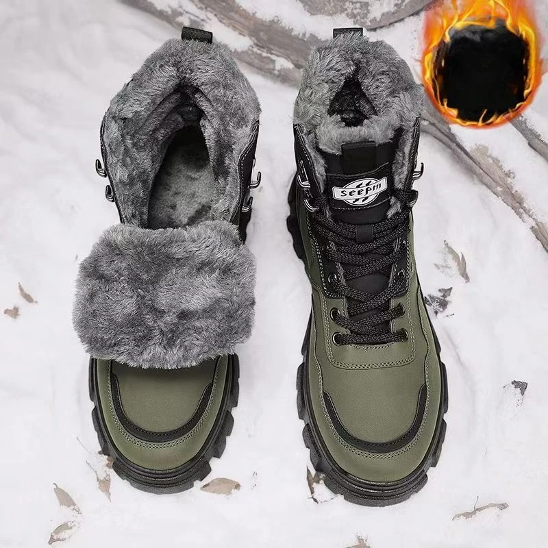 

NeW Men Winter Fashion Snow Boots for Waterproof Leather Sneakers Super Warm Men's Boots Outdoor Male Hiking Boots Work Shoes