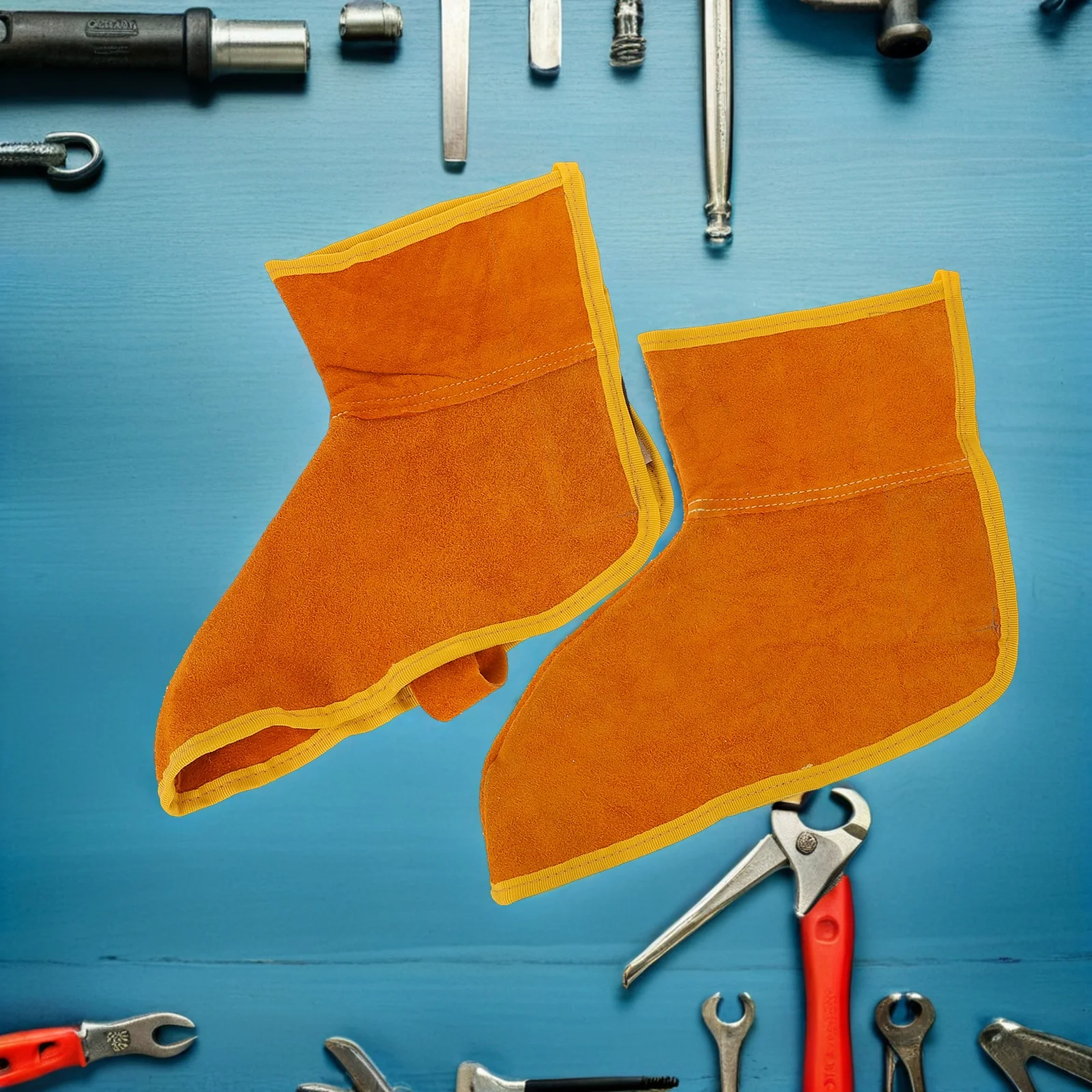 1 par de cubiertas para botas de soldadura, polainas, protectores de dedos engrosados, protectores de zapatos resistentes al calor, espátulas de seguridad para soldadores