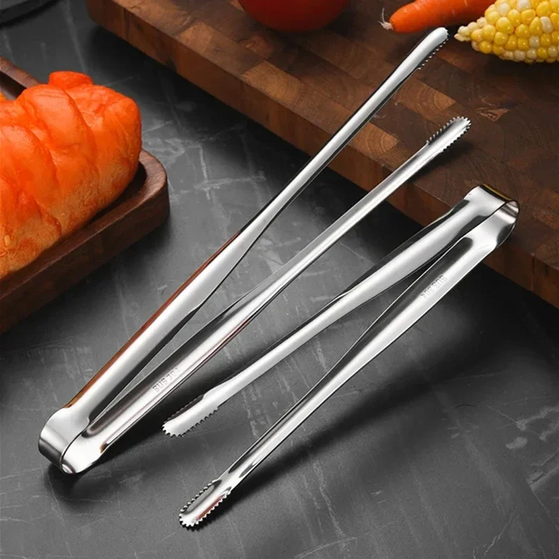 

Stainless Steel Grill Tongs Food Clip BBQ Steak Clip Bread Tong Cooking Utensils Party Non-Slip Kitchen Gadgets Accessories