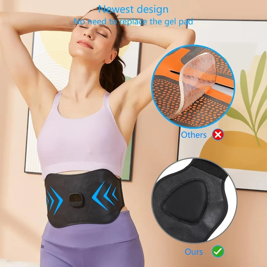 Przenośny stymulator ABS EMS do tonowania mięśni brzucha i całego ciała, sprzęt do ćwiczeń fitness, czarno-niebieski, idealny do użytku domowego i T