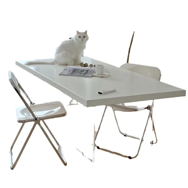 

Light Luxury Acrylic Suspended Dining Table Solid Wood Creative Office Computer Desk Home Desk Designer White Workbench