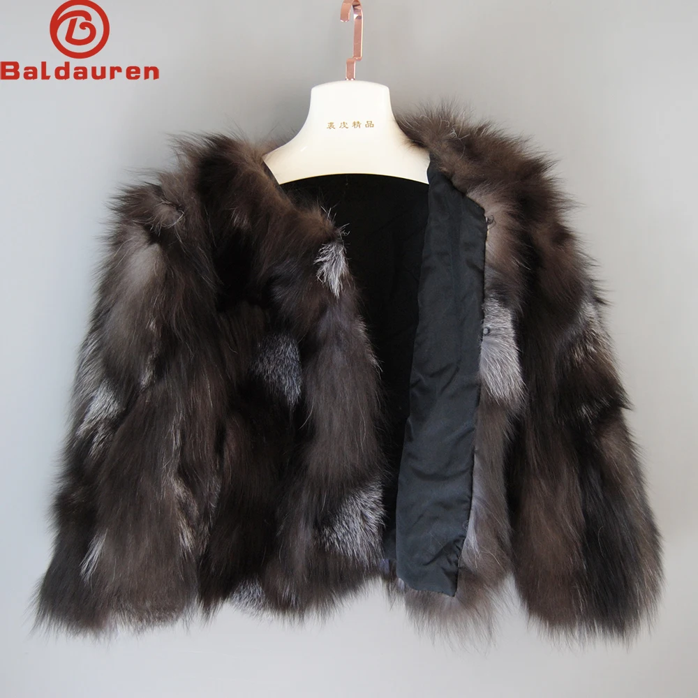 2024 New Winter Russian Lady Fashion 100% Genuine Fox Fur Outerwear Women Real Silver Fox Fur Coat Natural Warm Fox Fur Jacket