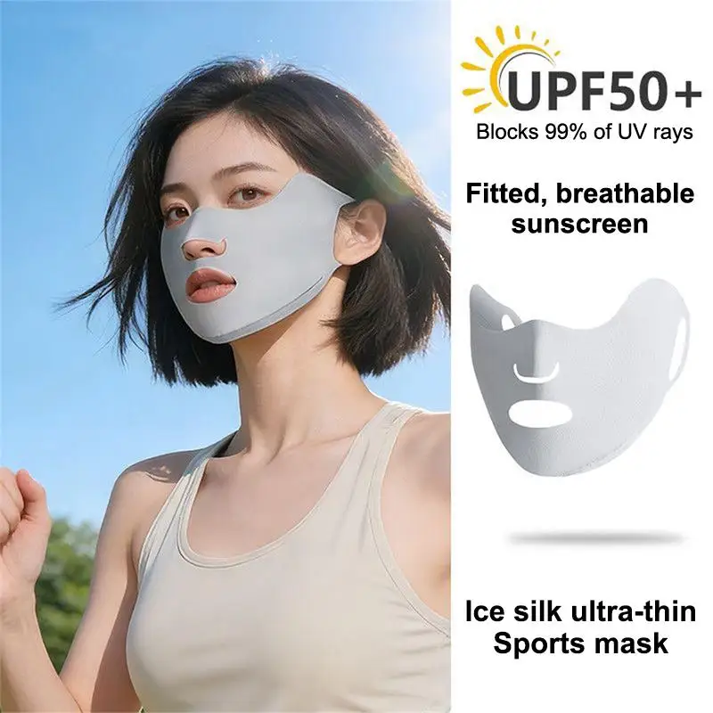 

2PCS New Breathable Ice Silk Mask Washable Dustproof Sunscreen Mask Anti-UV Riding Face Mask Protect The Corners Of The Eyes
