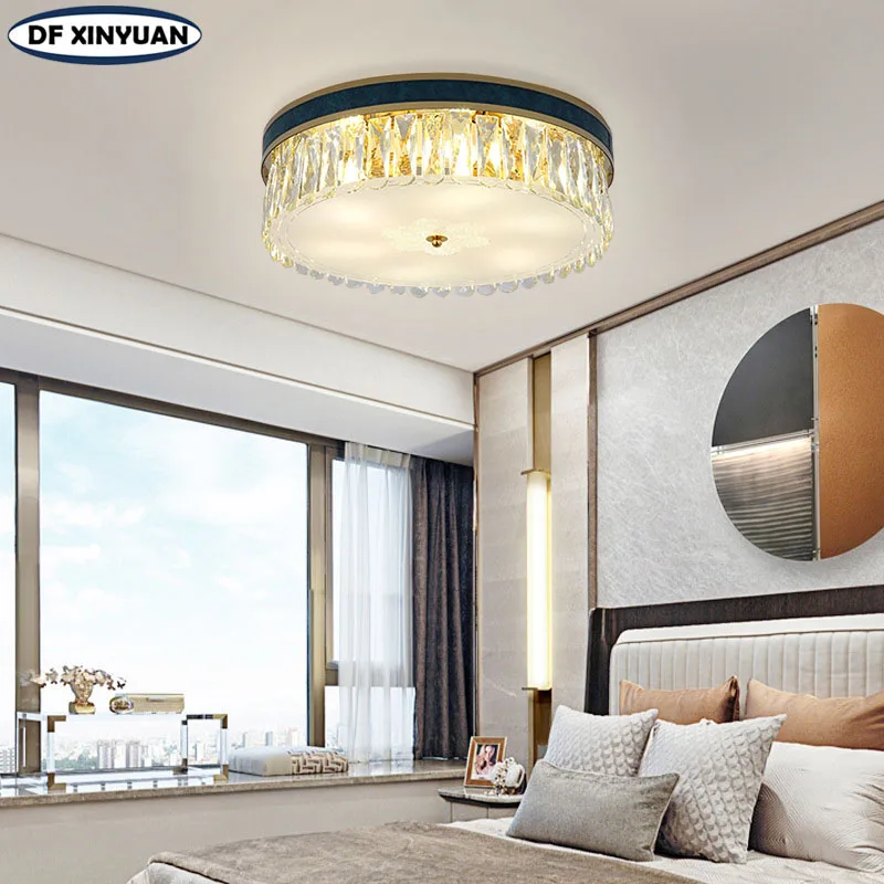 Modern crystal ceiling lamp bedroom kitchen light villa decorative lamp luxury LED round crystal chandelier factory direct sales