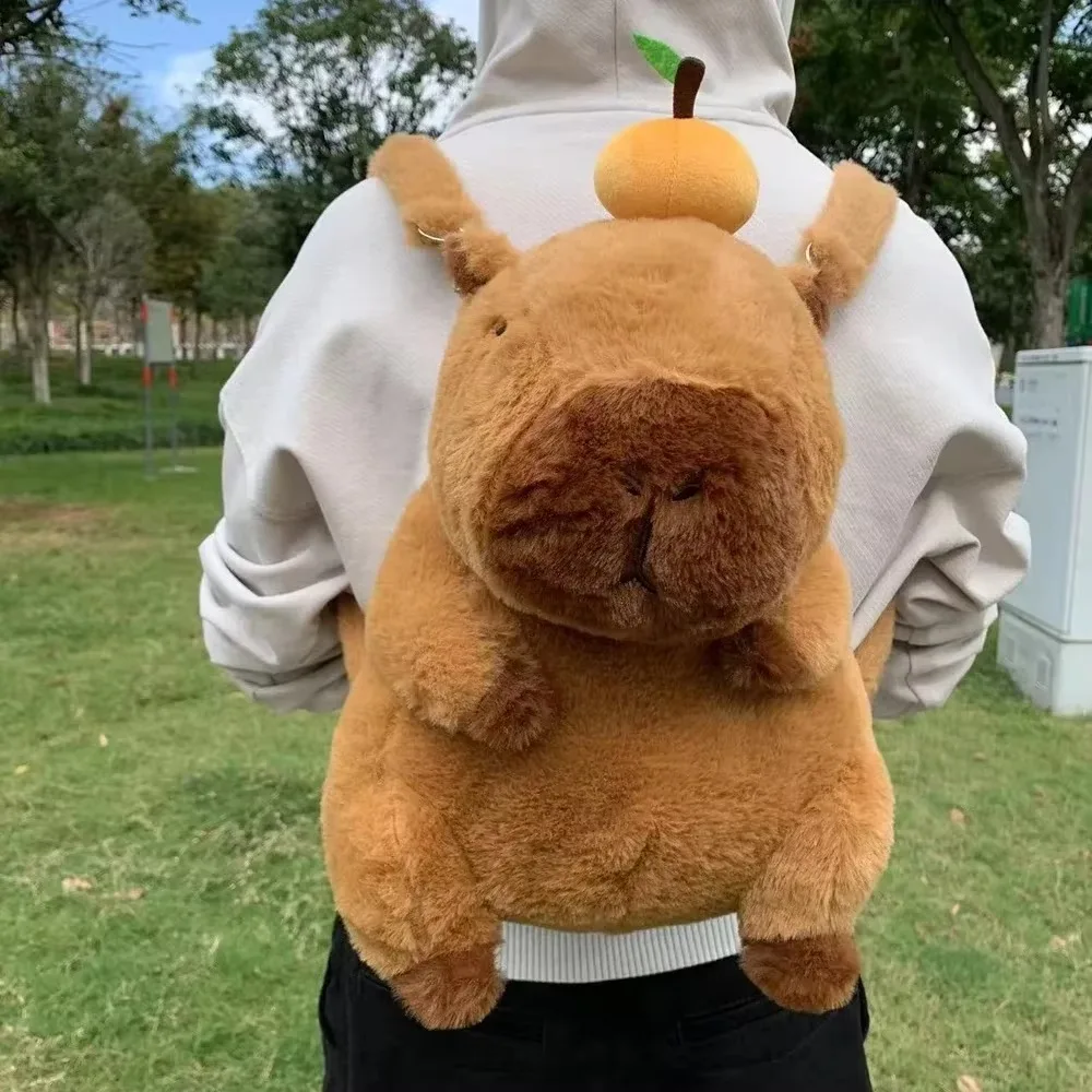 Capivara mochila de pelúcia kawaii moda plushie boneca saco de pele das crianças bolsa de ombro mini mochila sacos presentes para namorada