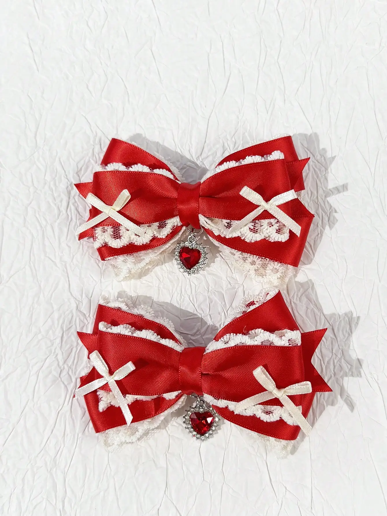 Zweiteilige Damen-Haarspange mit süßer Spitze und Schleife, Lolita-Haaraccessoire, vielseitige Alligator-Haarspange, geeignet für jeden Anlass – Detail 2