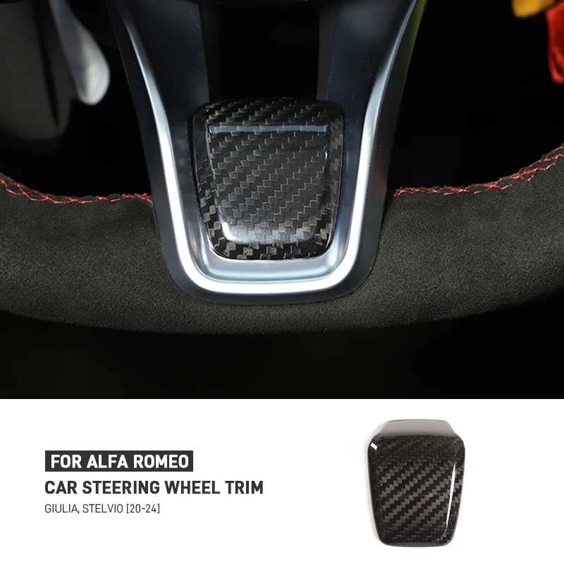 

Real Carbon Fiber Car Steering Wheel V-shaped Trim Decorative Panel Cover Sticker For Alfa Romeo Giulia Stelvio Tonale 2020-2024
