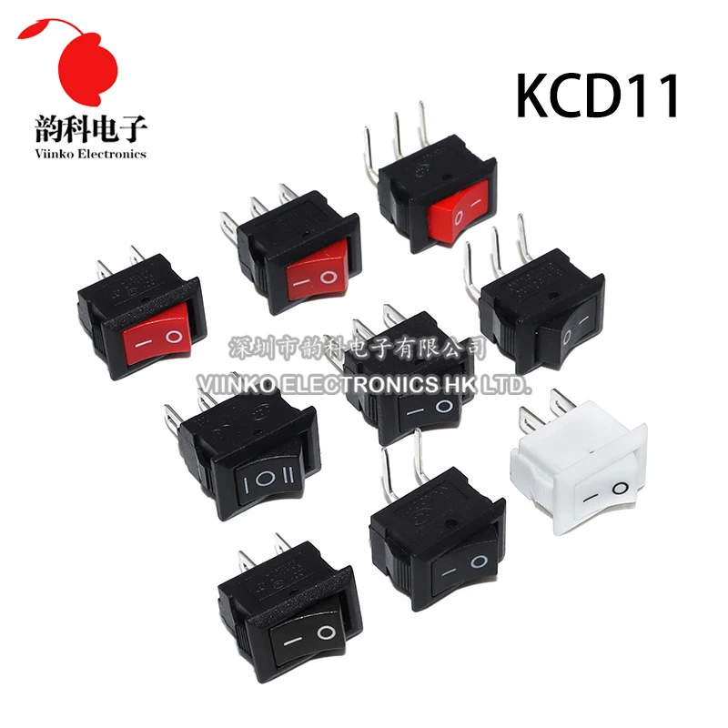 5PCS KCD11 Rocker Switch 10*15mm Mini Push Button Switch ON-OFF / ON-OFF-ON 2 Pins / 3 Pins 3A 250VAC / 6A 125VAC 10x15mm KCD11