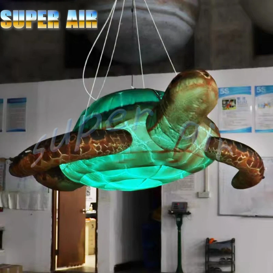 Modèle de tortue gonflable suspendu d'animal océan gonflable mignon de vente chaude pour la décoration d'entreprise