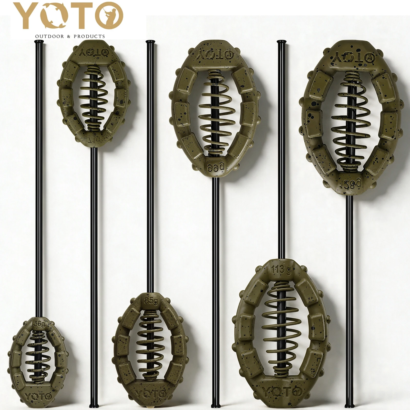 6 Types European Fishing Feeder Bait Cages Kit, Flat Spring & Long Mesh Cages with Built-In Lead Weights for Carp Coarse Fishing
