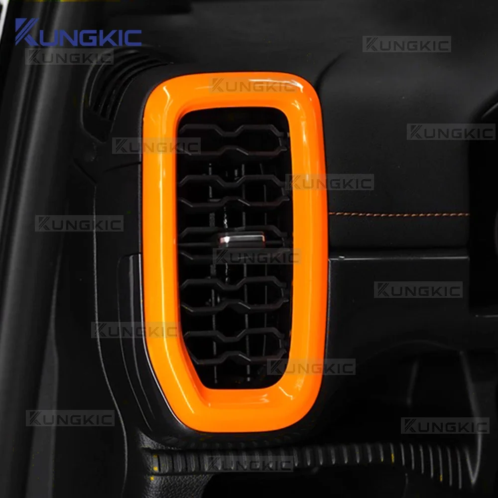 Carbon Fiber Pattern ABS Air Vent Outlet Frame Overlay Trim Sticker For Ford Ranger 2024-2026 LHD RHD Pickup AC Cover Anti-Wear