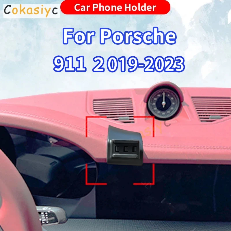 Suporte para Telefone de Carro para Porsche 911 2019 2020-2022 2023, Base Fixa Dedicada com Carregamento Sem Fio, Acessórios de Interior para Automóve