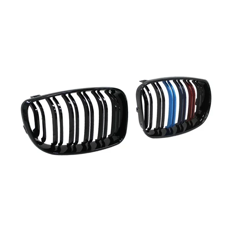 For BMW E81 E87 E82 E88 128I 130I 135I Selected 07-11 Dual Slats Double Line Grills Car Glossy Black Grill Front Kidney Grille view 5