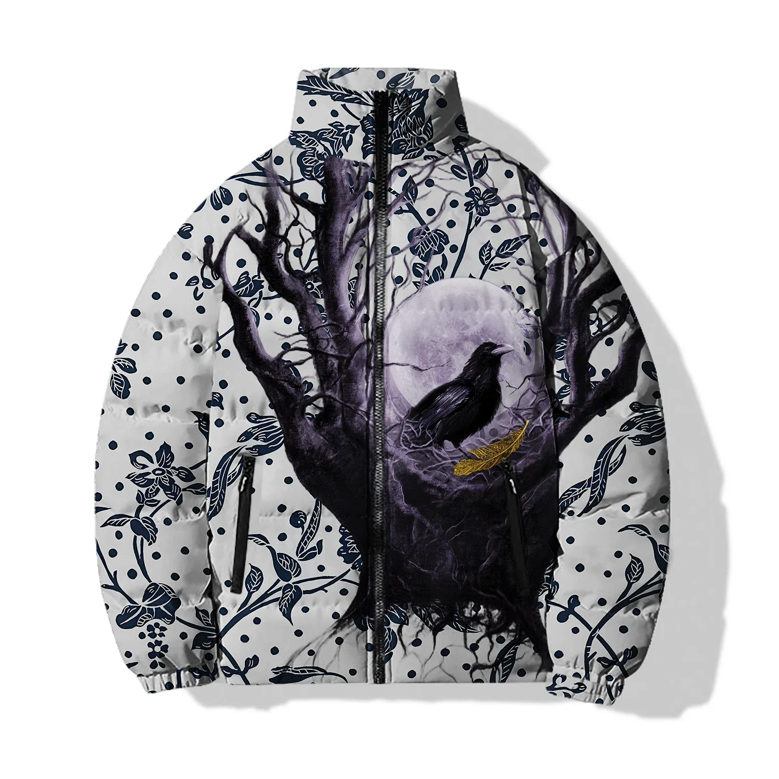 Trendy Fashion Jackets Man Parkas Comfortable and Versatile Winter Coat Men Personalized Bird Print Leisure Sports New in Parkas