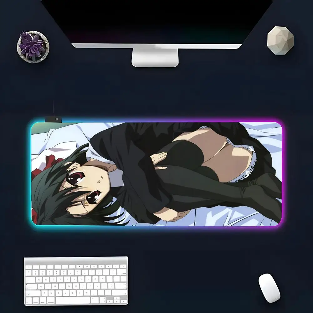 Anime Game S-School Days K-Kotonoha Sekai Mouse Pad RGB Glow Personality Picture Custom PC Table Mat Game Player Dedicated LED