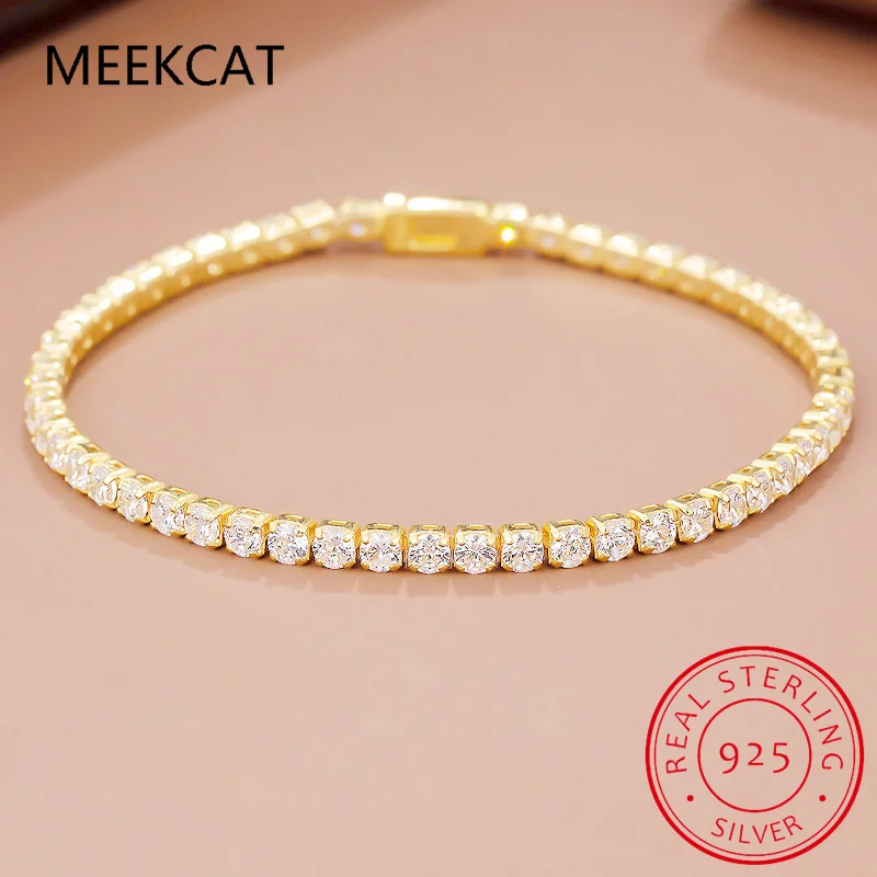 2MM D Color 100% Real Moissanite Tennis Bracelet for Women Lab Diamond Original Silver 925 Jewelry Hip Hop Party Chain Pulseiras