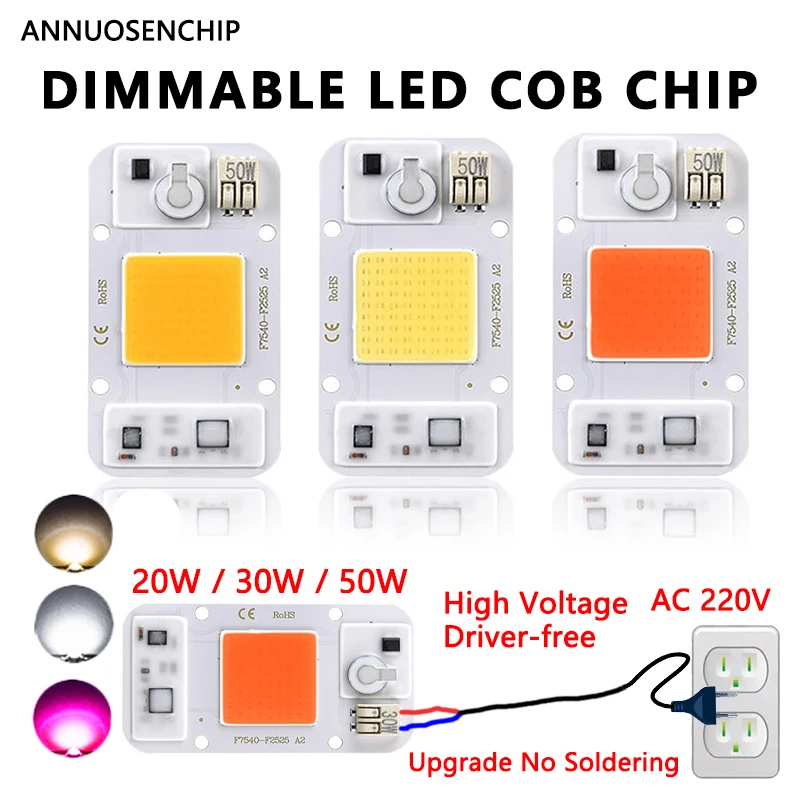 20W 30W 50W LED COB Chip 220V AC Driverfree proiettore ad alta tensione ad alta potenza coltiva la luce pannello in alluminio integrato perline