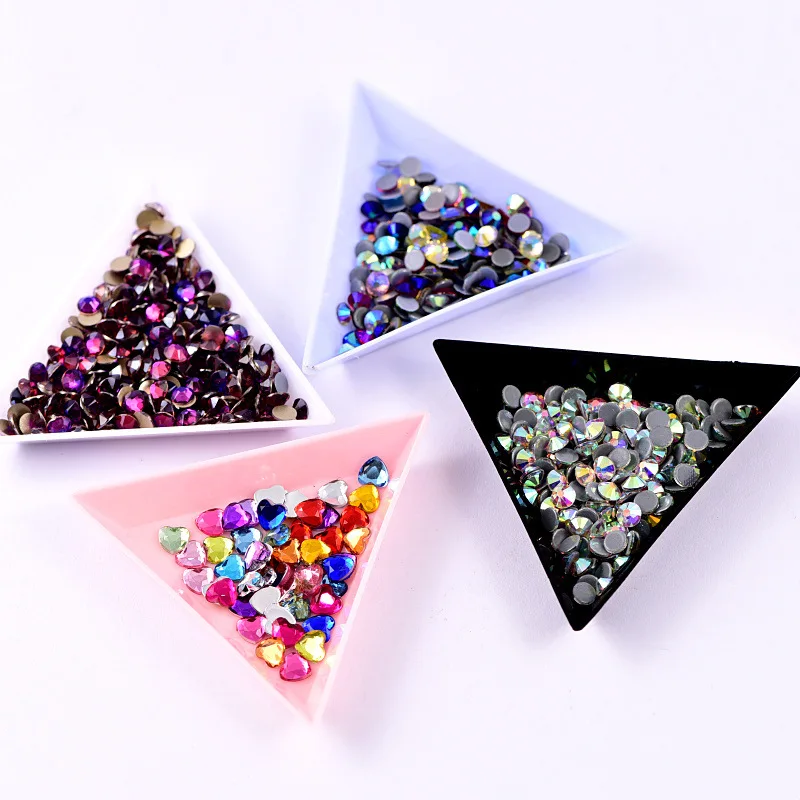 10Pcs/lot Mini Triangle Plastic Rhinestones Beads Crystal Nail Art Sorting Trays Accessory Earrring Jewelry Storage