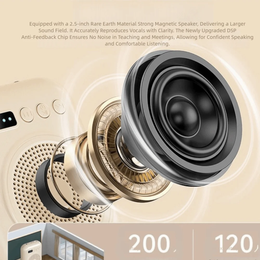 FM Radio Wireless Voice Amplifier with Belt Multi-functional Classroom Sound Speaker Lightweight Plastic Bluetooth Speaker