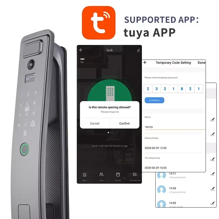 Smart Door Lock, with Waterproof and Fingerprint Unlocking Function, Built-in WIFI and Smart Applications