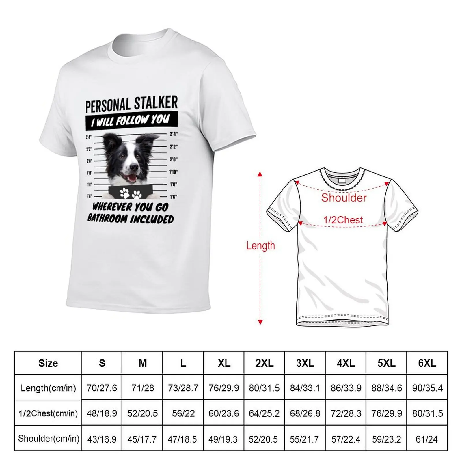 Personal Stalker Dog – Black and White Border Collie T-Shirt Basic Comfort Fit T-Shirt for Men