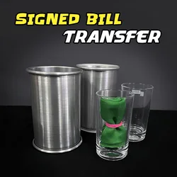 Signed Bill Transfer Magic Tricks Signed Coin Card Vanish and Appear in Another Bucket Close-up Stage Illusion Gimmicks Props