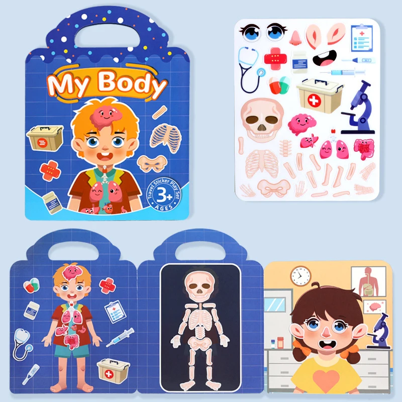 1 Buch Jelly Stickerbuch, ruhiges Buch, DIY-Spaß für Kinderszenenaufkleber, wiederholt einfügen, Puzzle-Stickerbuch