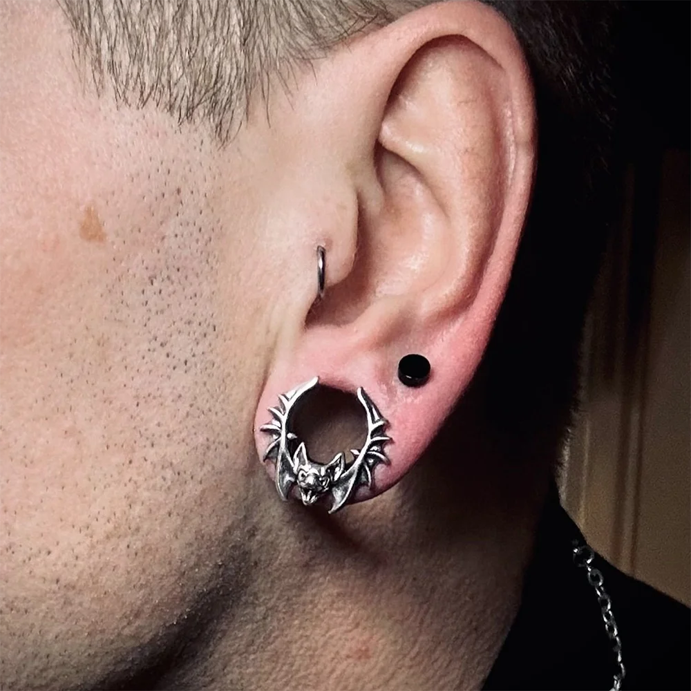 1PC Copper U-Shaped Bat Ear Tunnels Breathable Plugs  Open Double Flared Ear Gauges Piercing Stretchers Expande