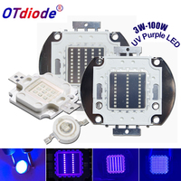 UV LED 3W 5W 10W 20W 30W 50W 100W High Power Light UV Purple LED 365nm 385nm 395nm 400nm 405nm 410nm Ultraviolet Bulbs Bead Chip