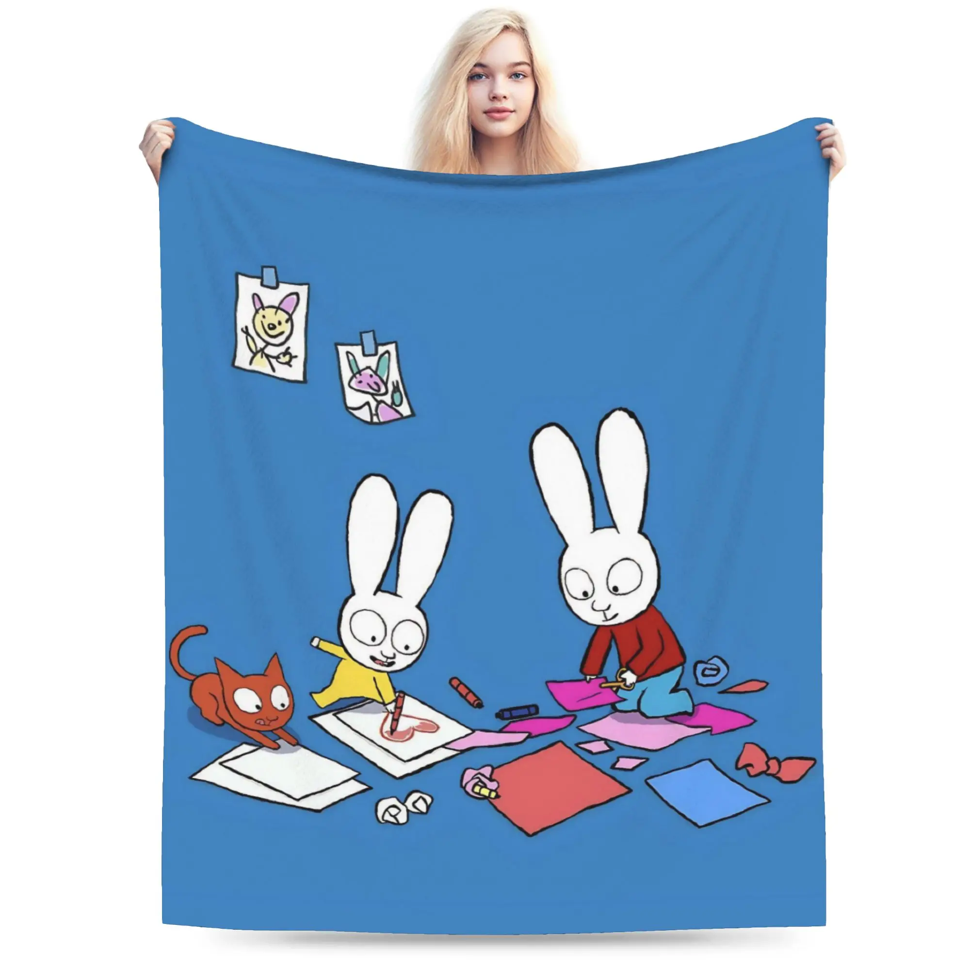 Simon Super Rabbit Throw Blanket for Couch  Soft Fuzzy Plush Blanket 50x60 Inch Multi-size Bedspreads for All Seasons
