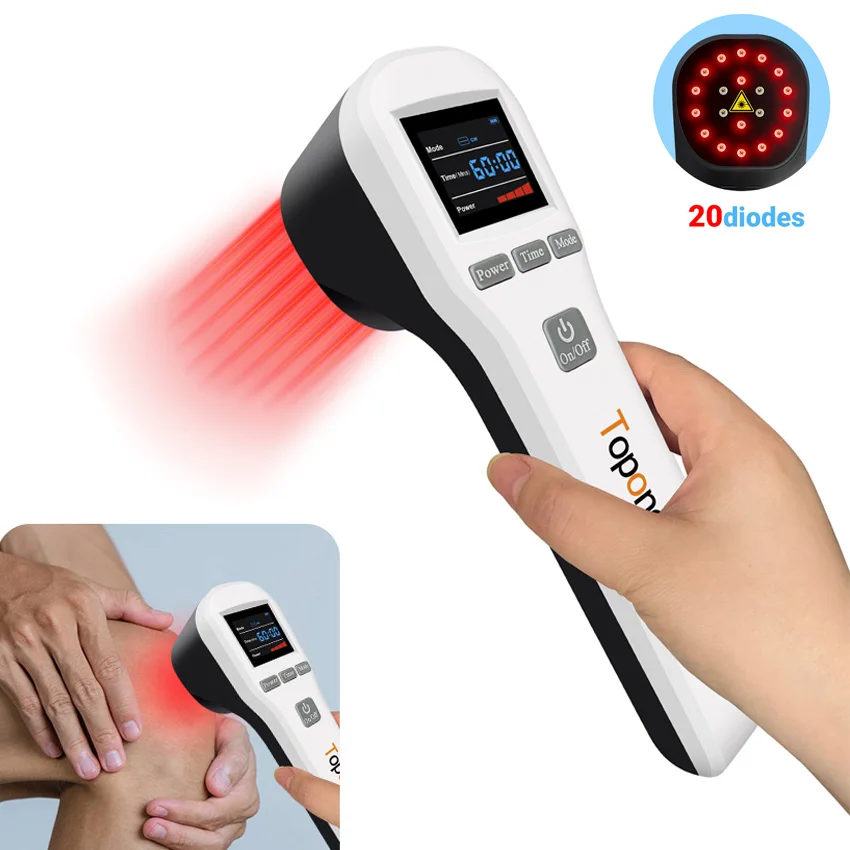 20 Diodes 650nm+808nm Cold Laser Physical Therapy Device for Knees Arthritis Pain Near Infrared Light Therapy for Wound Healing