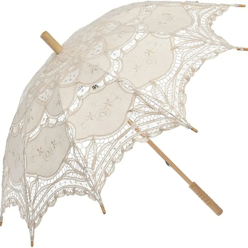 Bridal umbrella embroidered cotton  simple wedding lace wedding  foreign trade muebles escritorio