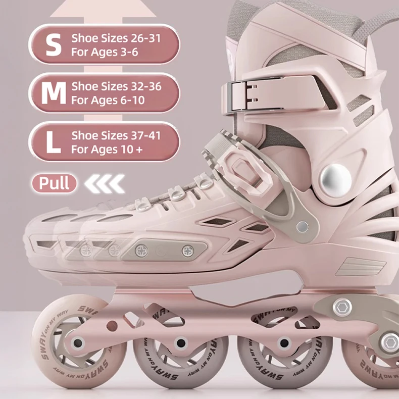أحذية تزلج مضمنة قابلة للتعديل للأطفال والبنات والأولاد أحذية تزلج دوارة للمبتدئين صف واحد عجلات مضيئة على طراز أورورا للشباب والكبار #4