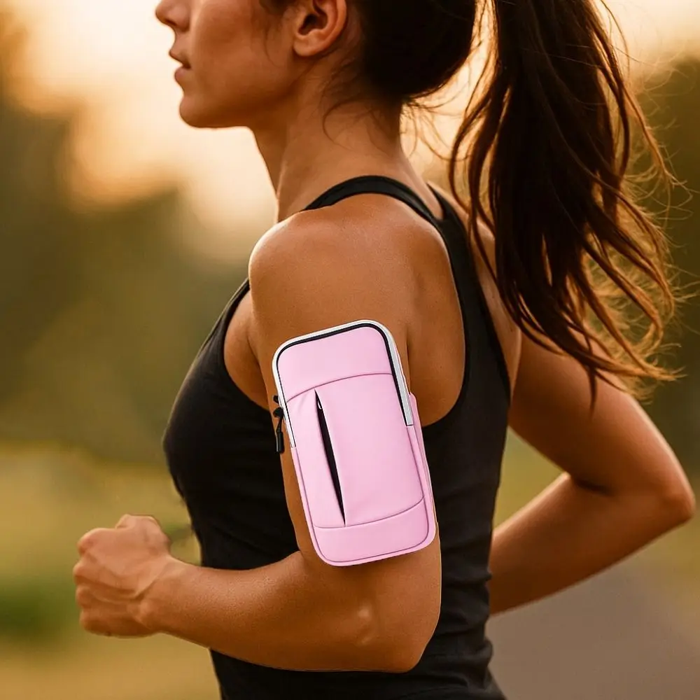Borsa da braccio sportiva impermeabile Custodia da jogging Porta telefono da corsa di grande capacità Borsa per telefono da ciclismo traspirante con cerniera Uomo Donna