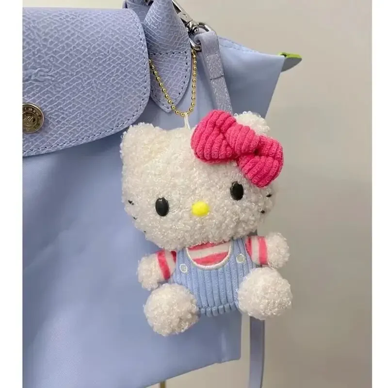 Sanrio Hello Kitty Key แหวน Miniso อะนิเมะการ์ตูนน่ารัก KT แมว Plushies จี้แหวนแฟชั่นกระเป๋าเป้สะพายหลังตกแต่งวันหยุดของขวัญ