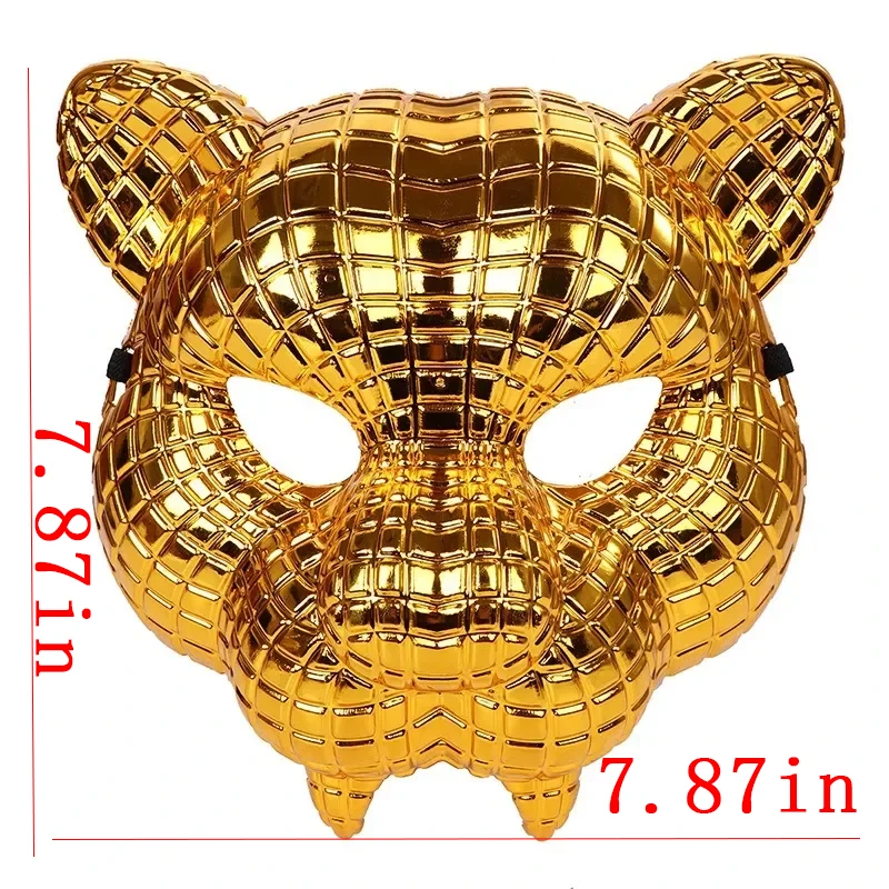 قناع الفهد الذهبي للحفلات أداء الملابس التأثيرية أغطية الرأس بار أداء الحيوان نصف قناع الوجه الكرة الملابس والاكسسوارات #6