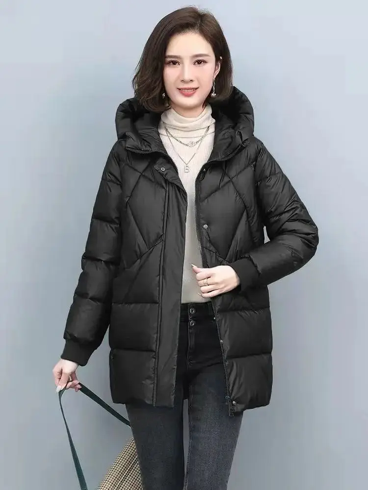 Down Cotton-Padded Jacket Women's Overcoat Winter 2026 New Thick Warm Parker Coat Fashion Loose Hooded Medium Long Cotton Jacket