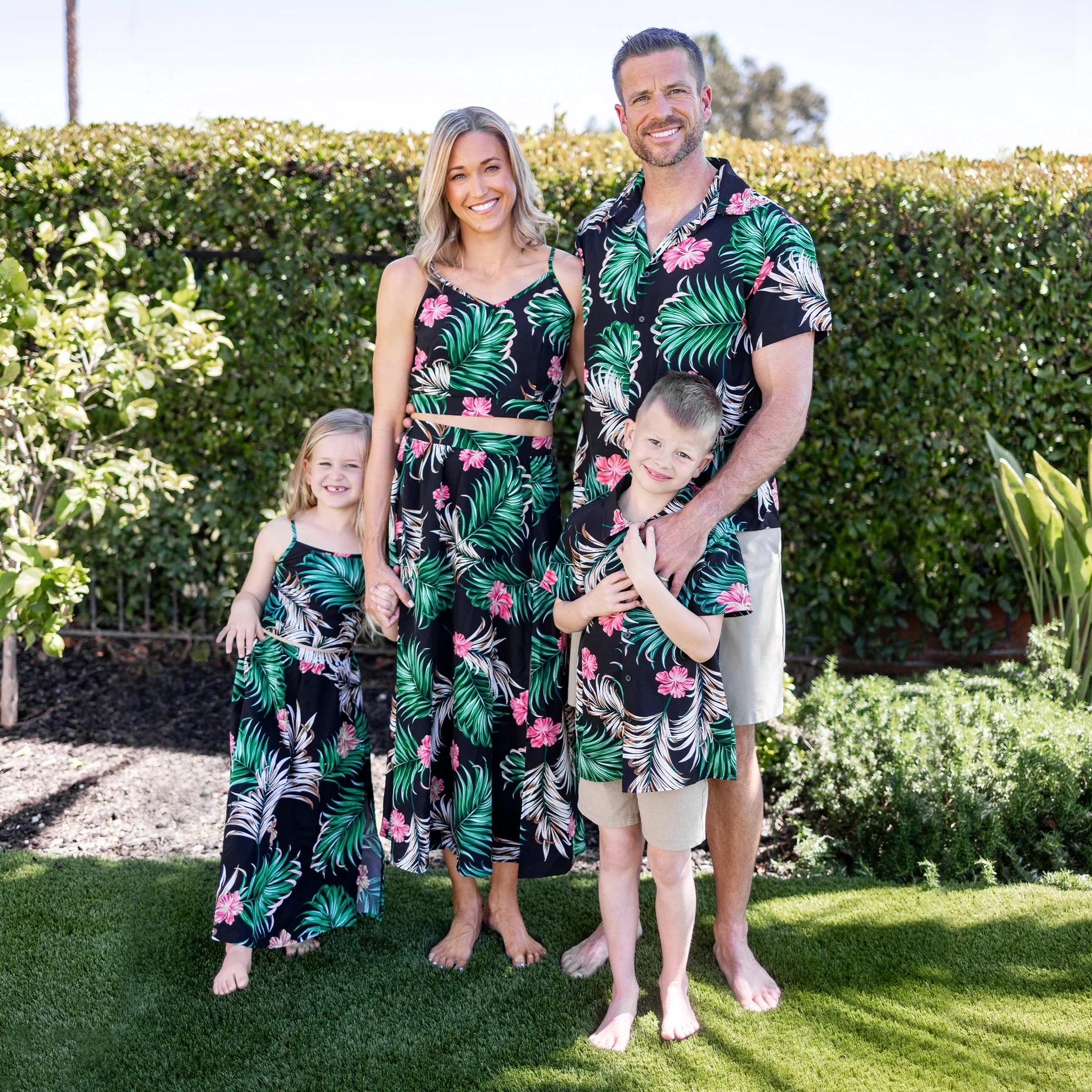 

PatPat Family Matching Sets Floral Beach Shirt or Cami Top Split Hem Skirt Co-ord Set