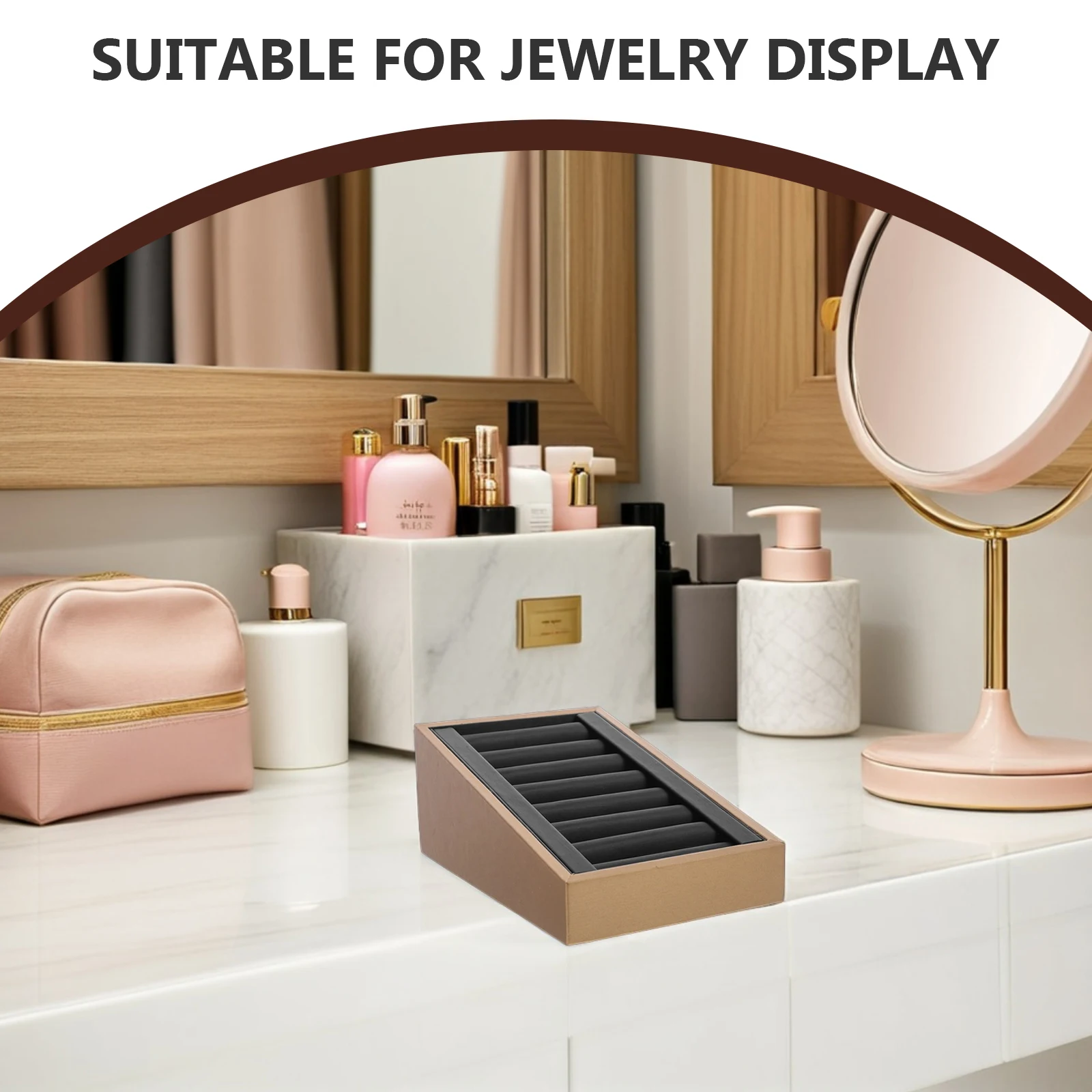 

Ring Display Stand Bracelet Tray Accessories Earring Organizer for Drawer Wooden Rings