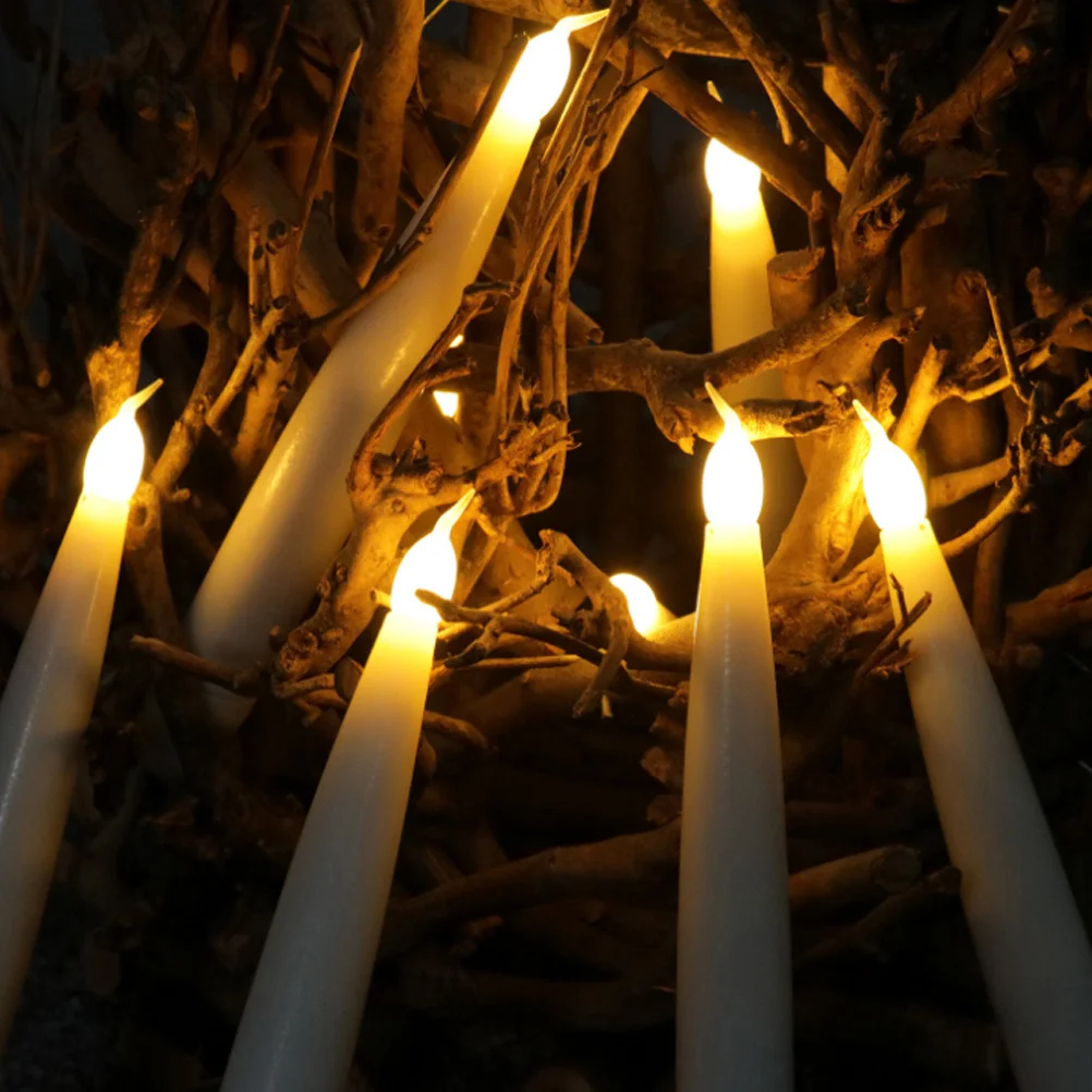 6 مجموعات من شموع الضوء المحاكاة الخضراء LED عديمة اللهب لتزيين عيد الحب بدون دخاني بدون قطرات لون عاجي ليلاً #3