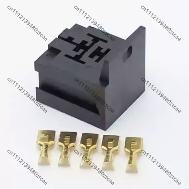 40A Plastic Relay Socket With Back Cover, Automotive Relay Holder with 5Pcs 6.3MM Terminals, Car Modification Accessories
