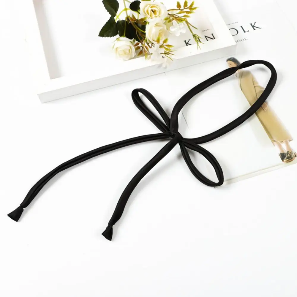 Simple Solid Color Neck Tie Thin Satin Ribbon Knot Shirt Accessory School Student