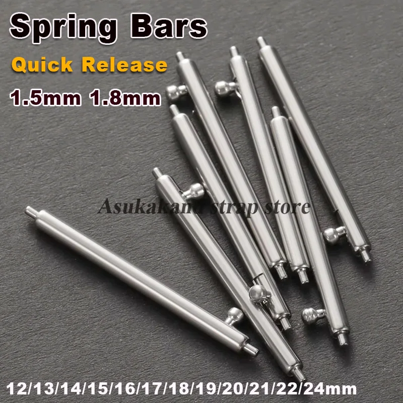 20 pz 1.5mm 1.8mm Spessore Barre a Molla 12/14/15/16/18/20/22/23/24mm Cinturino a Sgancio Rapido Barra a Molla Perni di Collegamento a Molla in Metallo