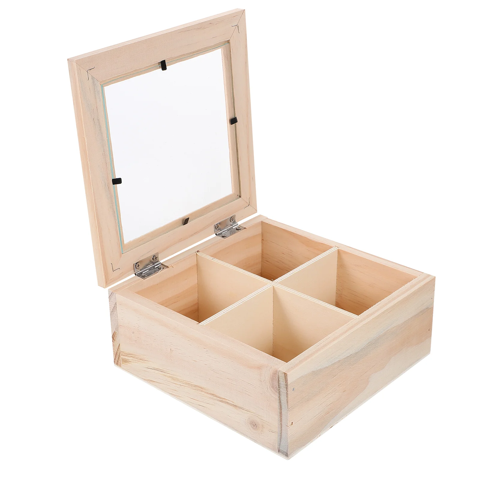 Tea Bag Storage Box Coffee Holder Wood Organizer with Clear Window Creamer Holders Wooden Boxes Household