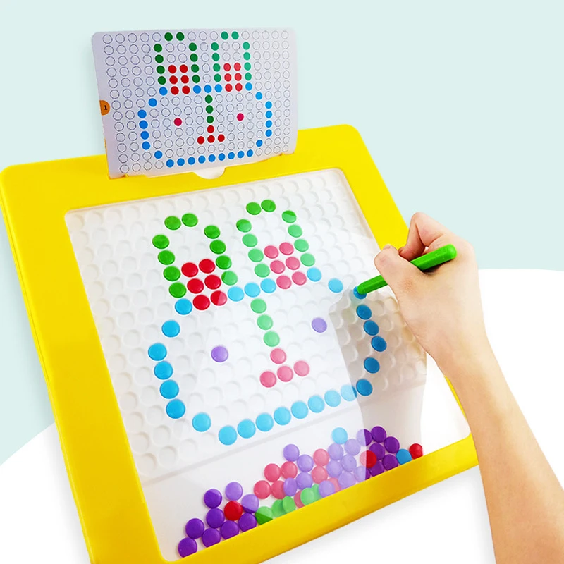 Magnetic Drawing Board for Toddlers DIY Doodle Board with Magnetic Pen and Beads Children Montessori Educational Preschool Toys