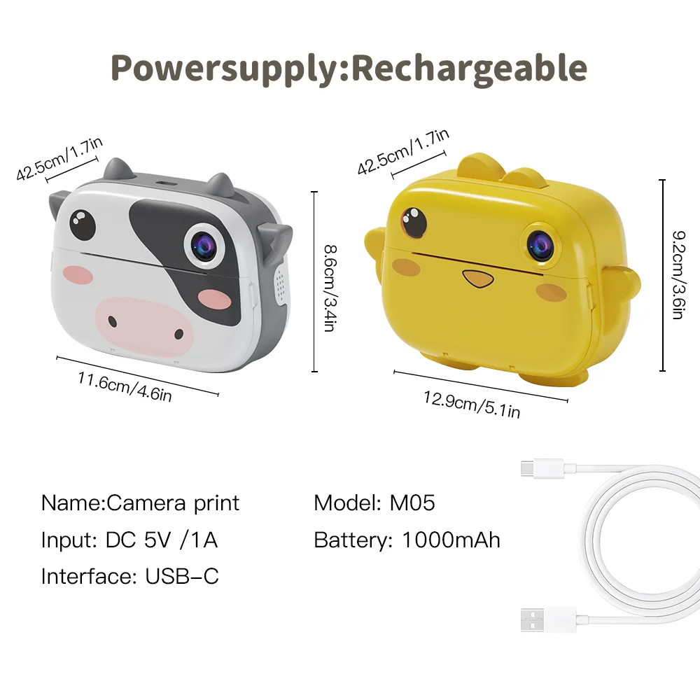 16G Instant Print Camera for Kid 1080P HD Printer Photo Printing Machine Kid Camera for Boys Girls Gifts