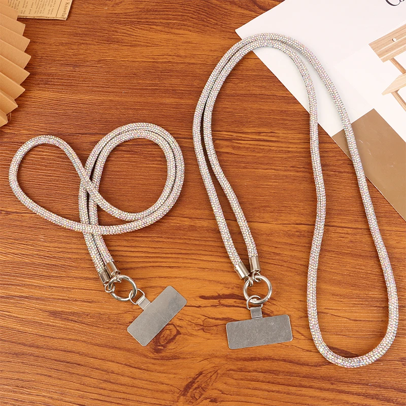 INS Style Glitter Rhinestone Phone Lanyard Bright Bling Bling Diamond Crystal Keychain Anti-lost Wrist Rope Phone Accessories