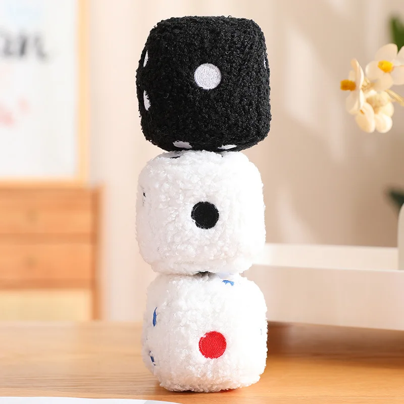 Dés en peluche en forme de cube, oreiller doux, blanc, noir, coloré, soutien dorsal, jeu coule, cadeau, 8 cm, 25 cm, 35cm