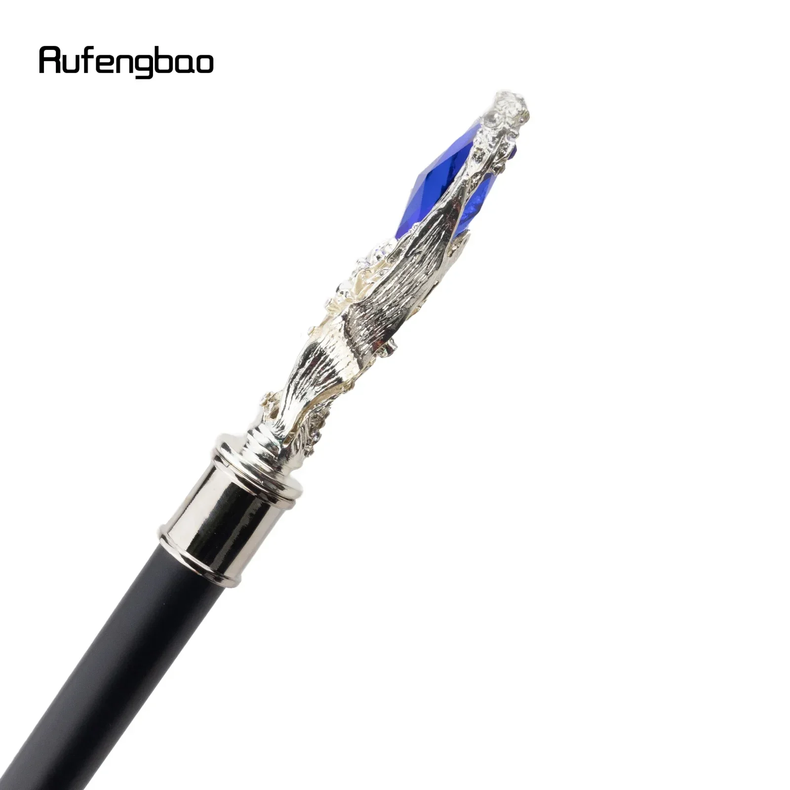 Blue Diamond White Walking Cane Fashion Decorative Walking Stick Gentleman Elegant Cosplay Cane Knob Crosier 92cm