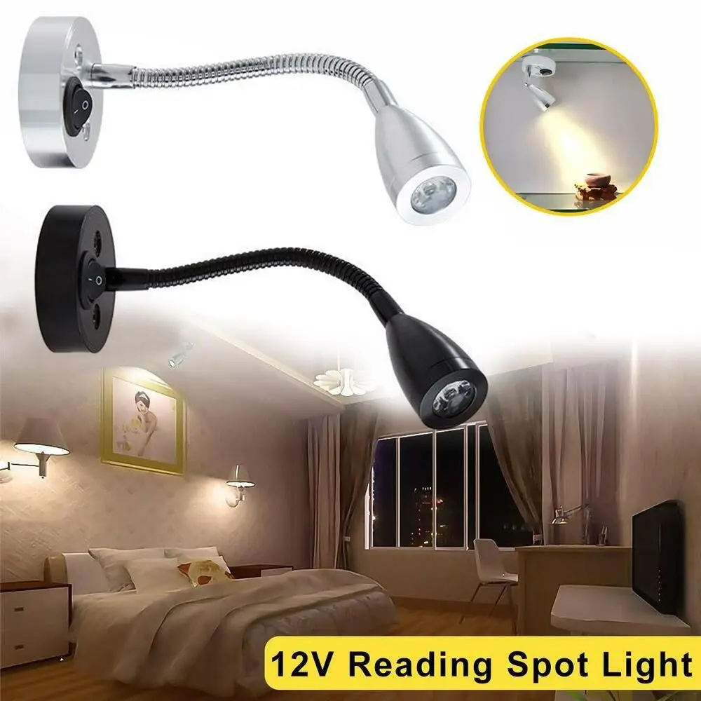 DC12V Motorhome Wall Mounted Camper Caravan Reading Lamp LED Hose Wall Light Lighting Spotlight